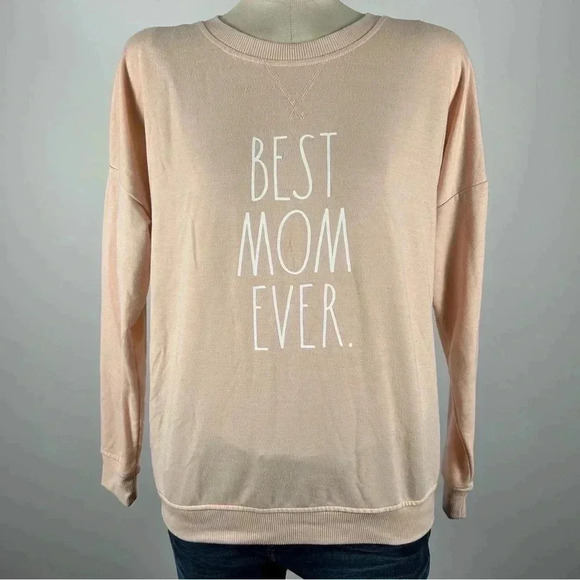 🌟Rae Dunn Women's "BEST MOM  EVER" Studio Raglan Pullover Sweatshirt S - Picture 2 of 11